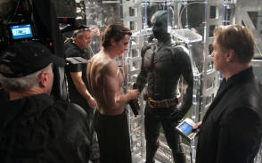Batman(Christian Bale) with Christoper Nolan - Behind the Scenes photos