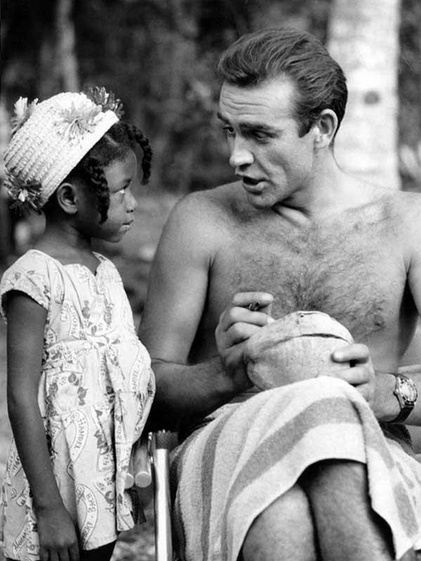 Sean Connery with a Little Fan Behind the Scenes