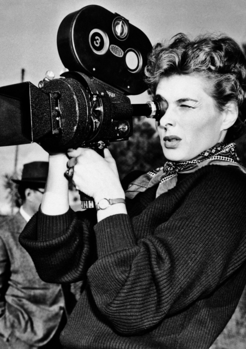 Ingrid Bergman with a Camera in Her Hands Behind the Scenes