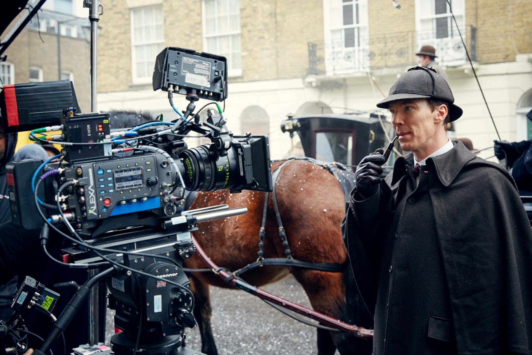 Benedict as Sherlock Holmes Behind the Scenes