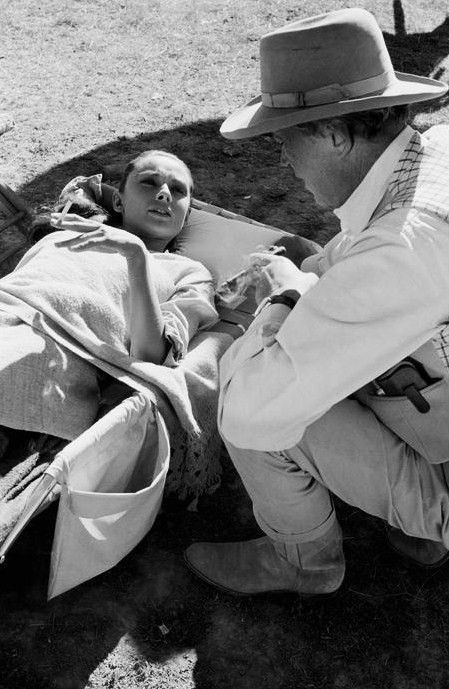 Audrey on a Stretcher Behind the Scenes