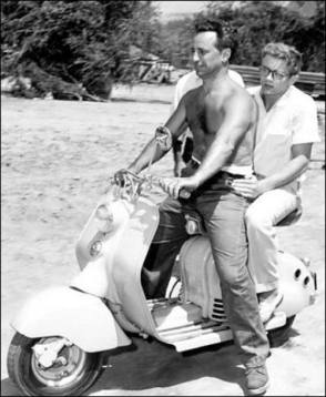 Riding A Scooter on the Set